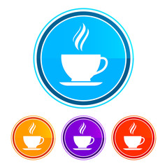 Coffee cup icon flat design round buttons set illustration design