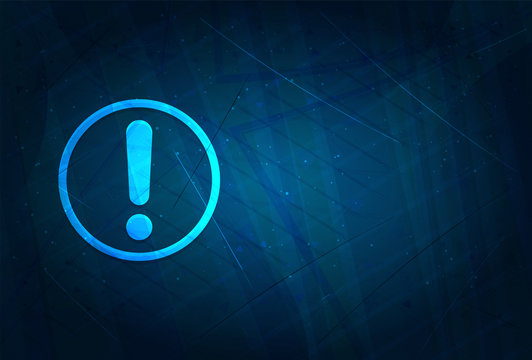 Exclamation mark icon futuristic digital abstract blue background