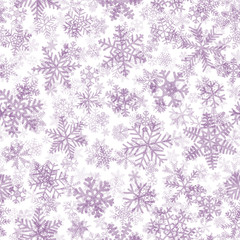 Christmas seamless pattern of snowflakes, blue on white background