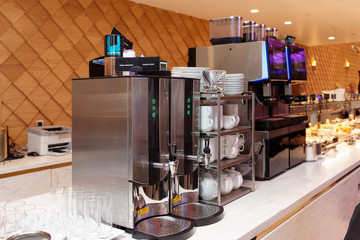 Super automatic coffee machines and hot water dispensers, airport lounge
