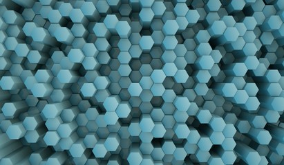 blue hexagonal abstract 3d background with many hexagons