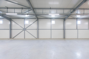 empty factory warehouse space with closed roof