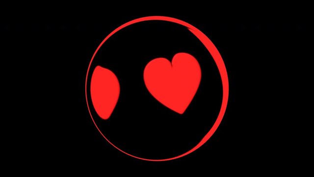 Animation rotate red heart pattern 4k