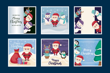 Fototapeta premium set of cards of merry christmas