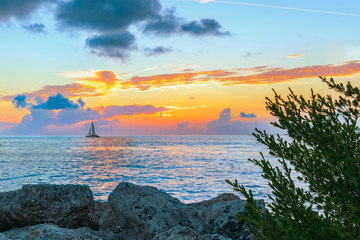 Sunset in the Fort Zachary Taylor Historic State Park.Key West.Florida.USA