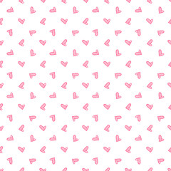 Hand drawn background with colored hearts. Seamless texture with love signs. Print for banners, flyers or posters