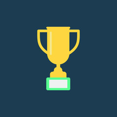 Golden trophy cup. Vector flat style illustration.