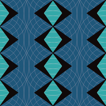 Retro 1950's Hipster Seamless Pattern. Atomic Era Look With Broadcasting Style Circles, Diamonds And Boomerang Shapes. A Nod To Mid Century Style. For Textiles, Paper, Gift Wrap And Party Supplies.