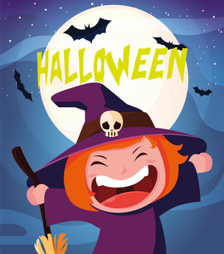 Halloween costumed child vector design