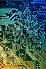 multi colors back side mother board computer with line diagrame abstract background