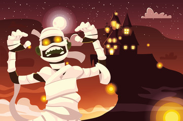 Fototapeta premium Halloween mummy vector design icon