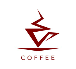 Vector cup of tea or coffee drawn by single angular continuous line