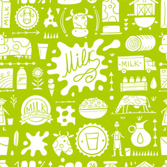 Milk farm, seamless pattern for your design