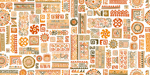 Ethnic handmade ornament, seamless pattern