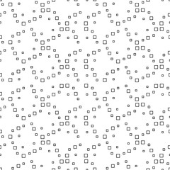 Abstract seamless pattern of black and white outline squares confetti. Modern stylish. Design geometric texture for print, vector illustration
