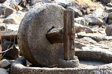 old agricultural machinery stands in a museum in northern Israel