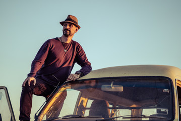 abandoned car in the desert