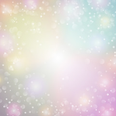 Elegant blurred background in pastel colors. Sunny day glitter lights backdrop use for summer vacation advertising. Abstract defocused wallpaper vector illustration. Festive luminous design