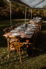 outdoor autumn dinner table setting