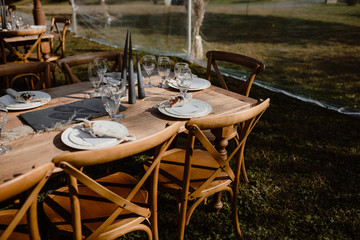 outdoor autumn dinner table setting