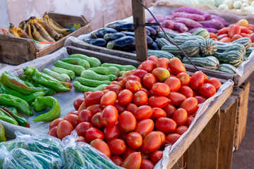 Feira de rua, legumes frutas hortaliças 