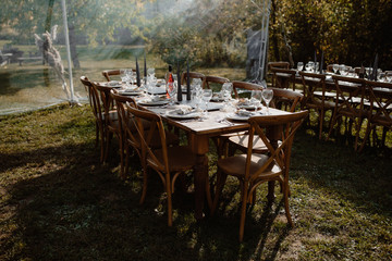 outdoor autumn dinner table setting