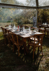 outdoor autumn dinner table setting