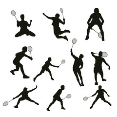 Badminton Player Silhouettes