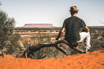 Man looking at Mount Conner