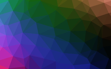 Dark Multicolor, Rainbow vector polygon abstract backdrop. Geometric illustration in Origami style with gradient. Completely new design for your business.