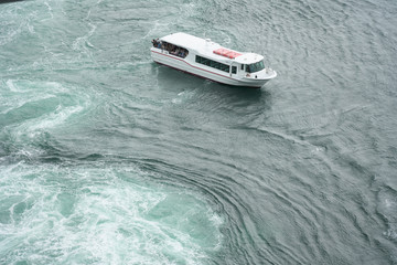 Naruto,Japan-September 28, 2019: The world largest whirlpools in Naruto Channel and a sightseeing...
