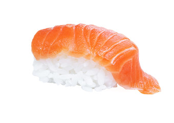 Salmon sushi isolated on white background with clipping path..