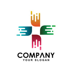 Fast medical concept logo modern, cross logo, plus logo