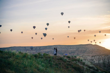 Cappadocia Hot Air Balloon with couple, Goreme, Turkey
