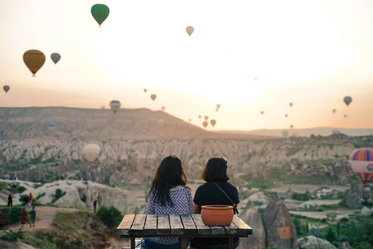 Cappadocia Hot Air Balloon with 2 girls, Goreme, Turkey