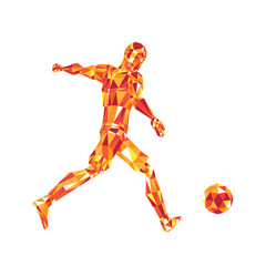 Abstract soccer player voley shoot, triangulation low poly illustration