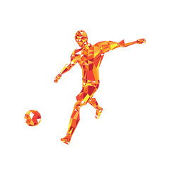 Abstract soccer player voley shoot, triangulation low poly illustration