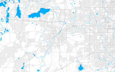 Rich detailed vector map of Waukesha, Wisconsin, USA