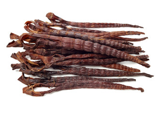 Dry young bamboo shoot on white background