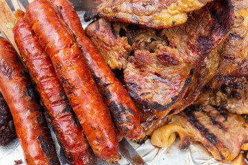 Colombian barbecue, typical food of Colombia- close-up image