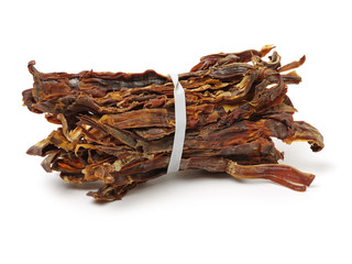 Dry young bamboo shoot on white background