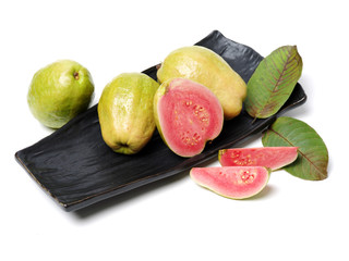 Pink guava isolated on white background