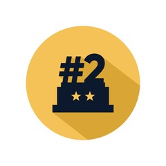 2nd trophy icon vector, reward for 2nd champions isolated on yellow circle