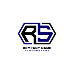 Obraz premium RS initial letters looping linked hexagon elegant logo color blue, black, yellow