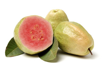 Pink guava isolated on white background