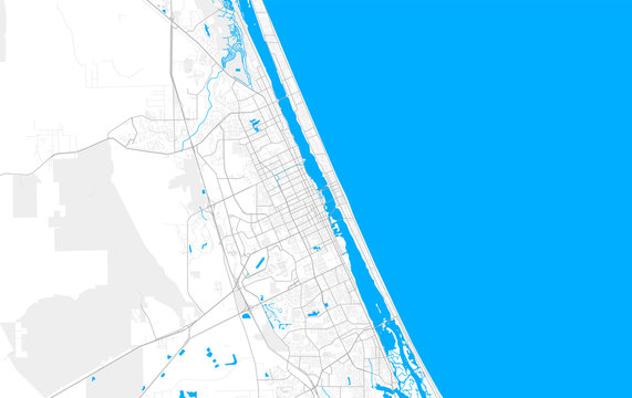 Rich detailed vector map of Daytona Beach, Florida, USA