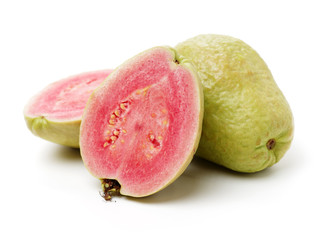 Pink guava isolated on white background
