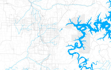 Rich detailed vector map of Rogers, Arkansas, USA