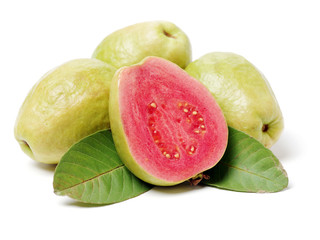 Pink guava isolated on white background