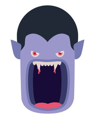 cute little boy head with dracula costume